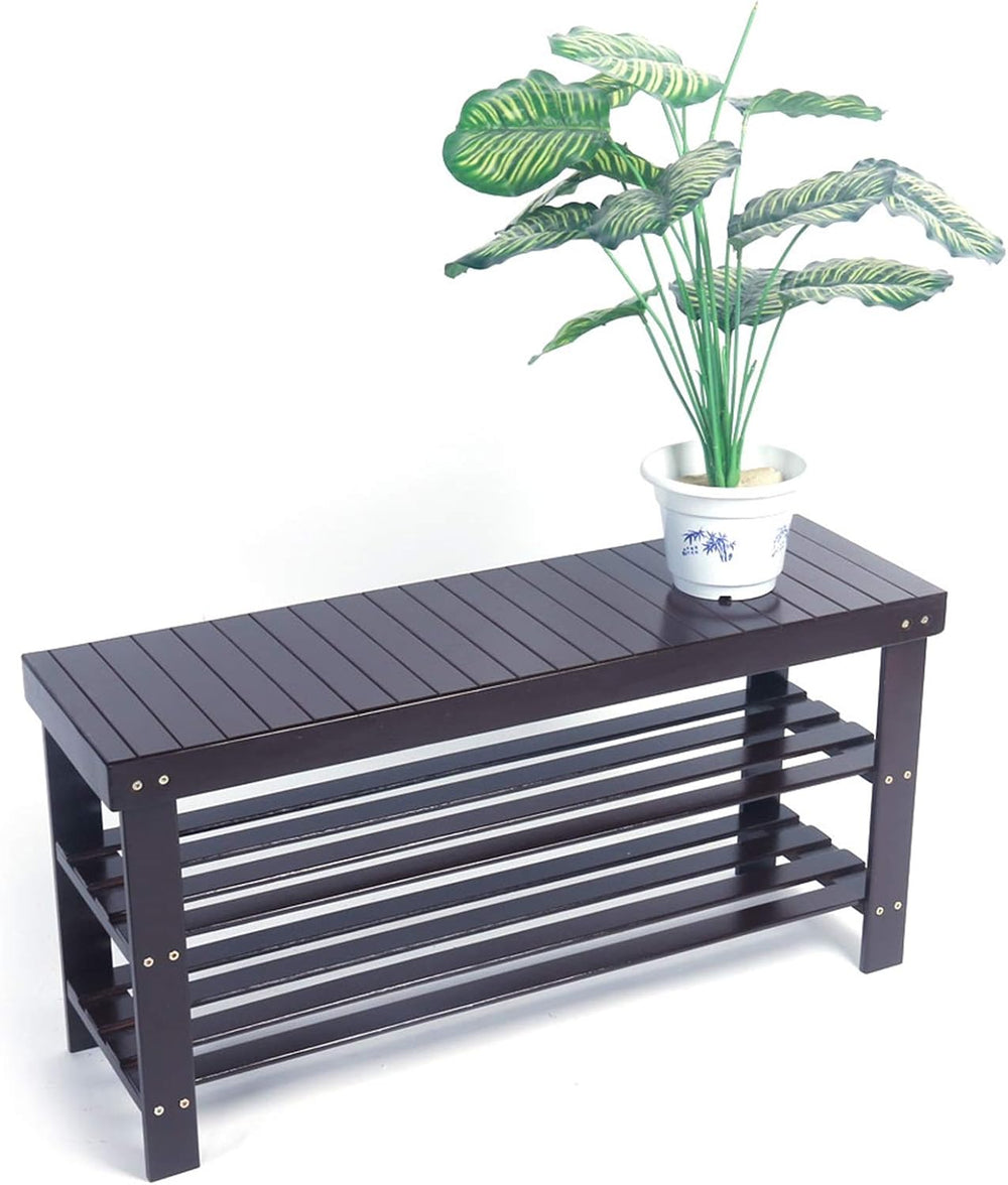 Sturdy Shoe Rack Bench, 3-Tier Bamboo Shoe Organizer Storage Shelf, Holds Up ...