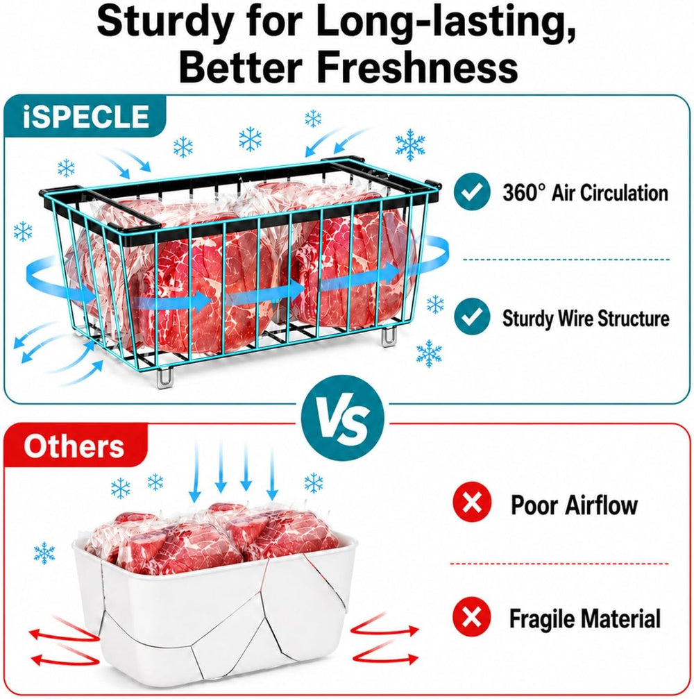 iSPECLE Chest Freezer Organizer - Small Storage Baskets for 7 Cu.Ft, 8 Pack