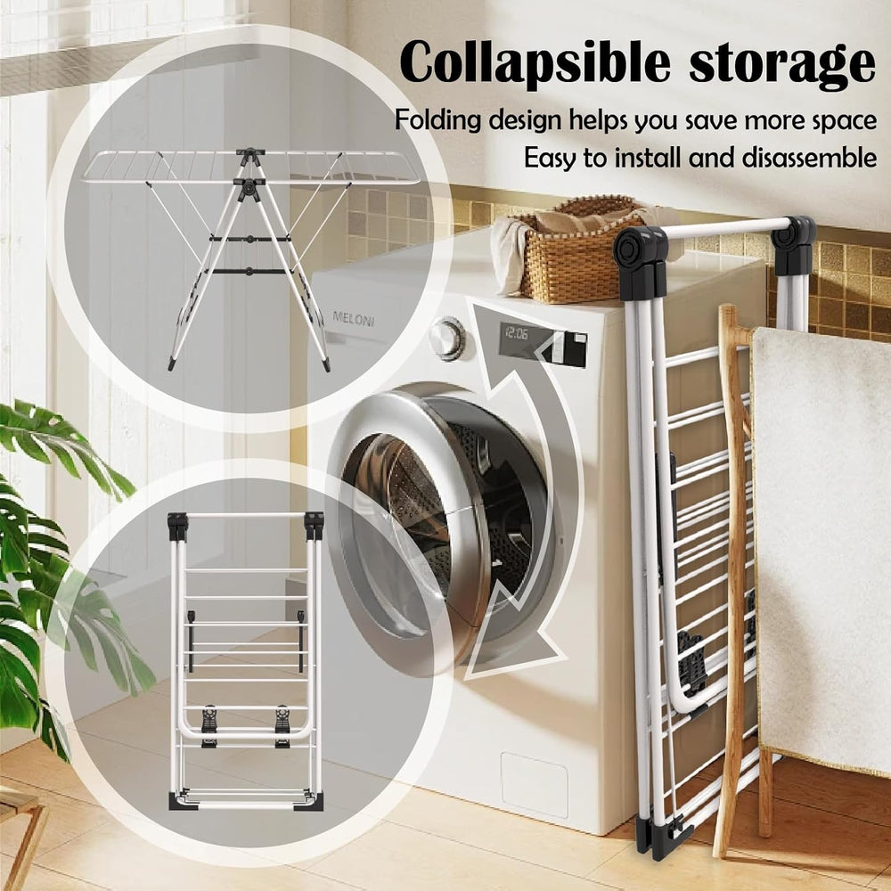 Maomo Foldable Clothes Drying Rack, Double-Sided Gullwing Laundry Drying Stan...