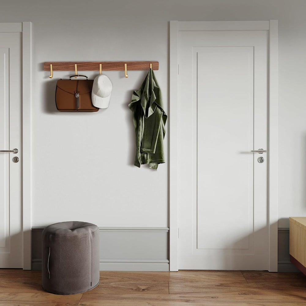 Wall Mounted Coat Rack, 5 Hooks - J Shape