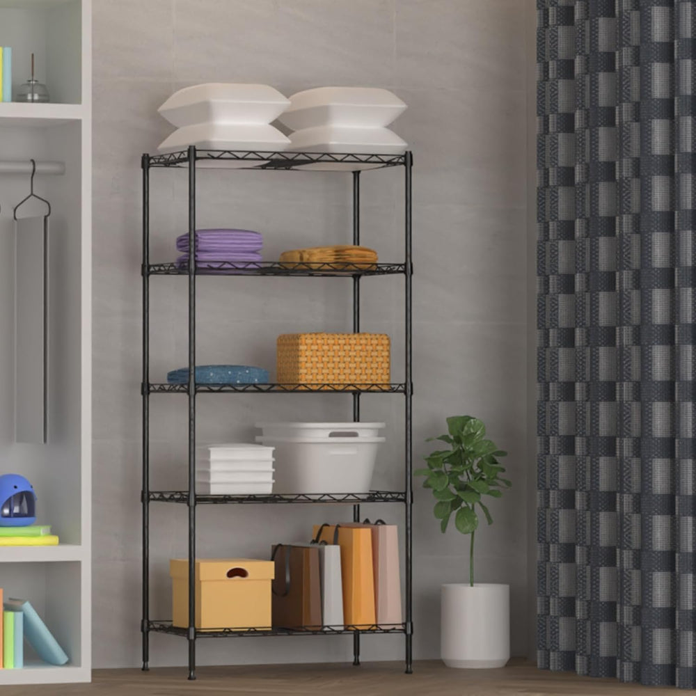 5 Tier Standing Metal Wire Shelving Unit, Adjustable Height, Storage Shelf Un...