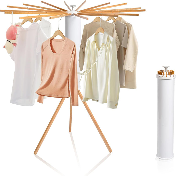 ZOFGENOW Clothes Drying Rack, Rotary Foldable Stand with 16 Arms, White