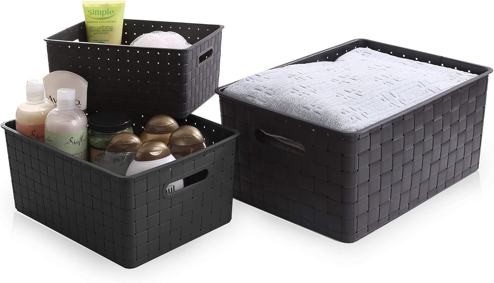 BINO | Plastic Basket, Large - Black | 3 Pack | THE STABLE COLLECTION | Multi...