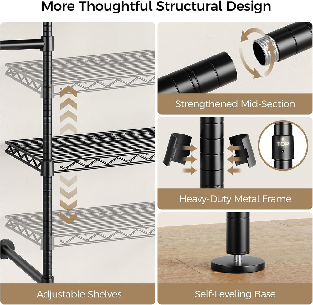 Closet Organizers and Storage, 3-Row Heavy Duty Garment Rack Clothes Rack for...