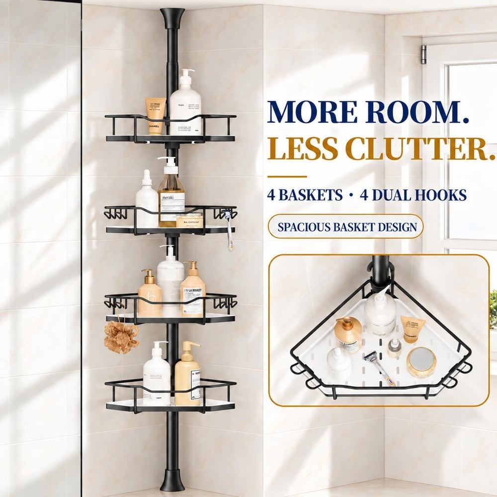 Rustproof Corner Shower Caddy Tension Pole for Shampoo Holder