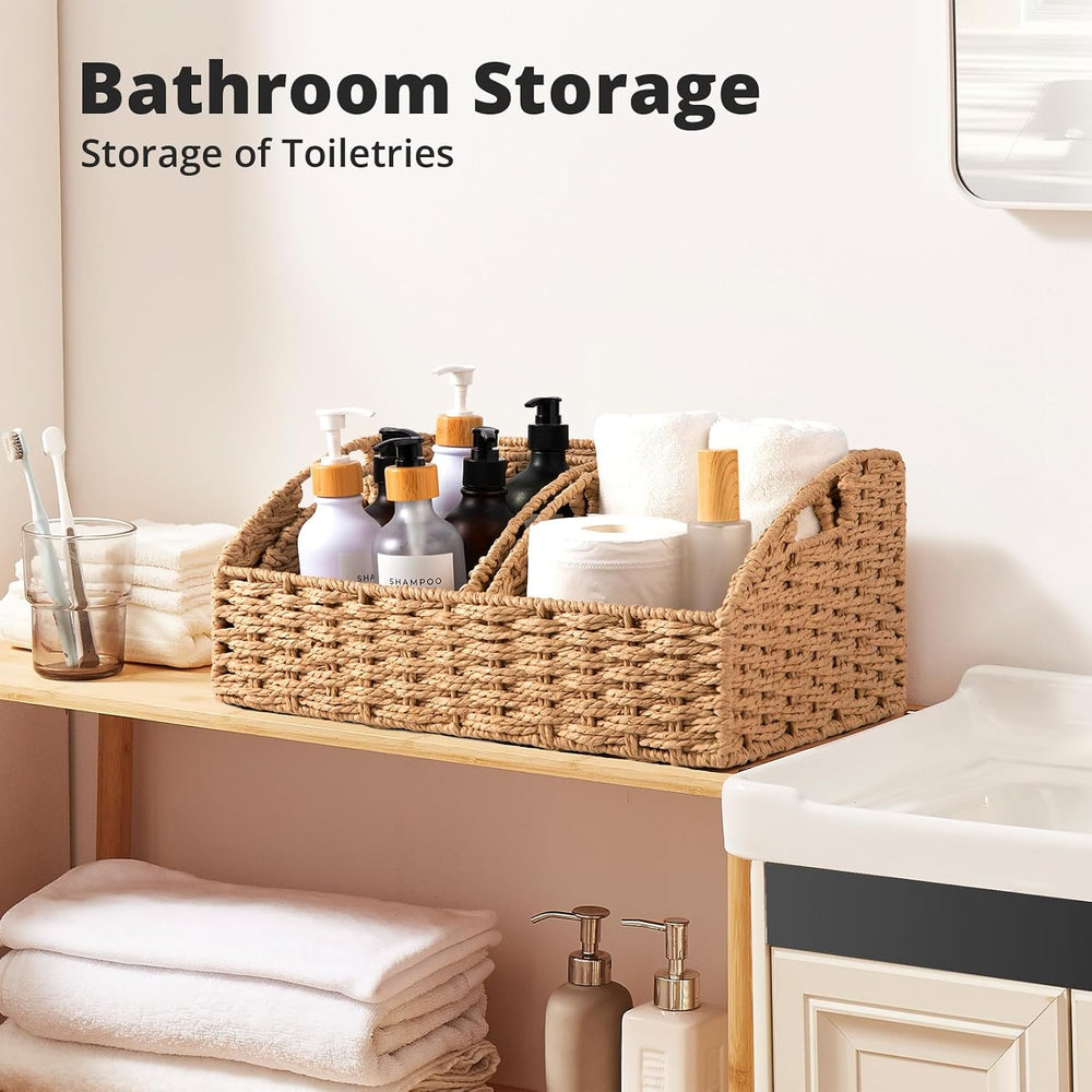 OIAHOMY Pantry Baskets for Organizing, Paper Rope Baskets with Built-in Handl...