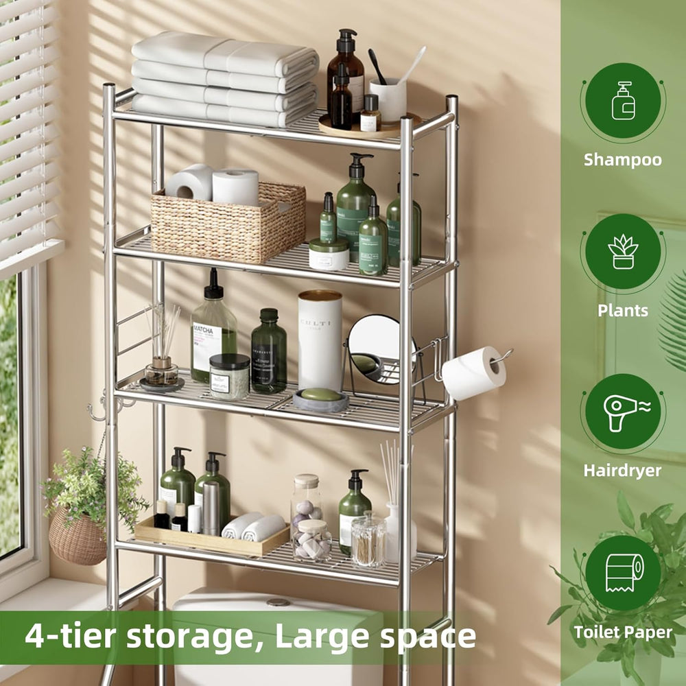 Ekisemio 4 Tier Over the Toilet Storage Cabinet, Metal Bathroom Shelves Over ...