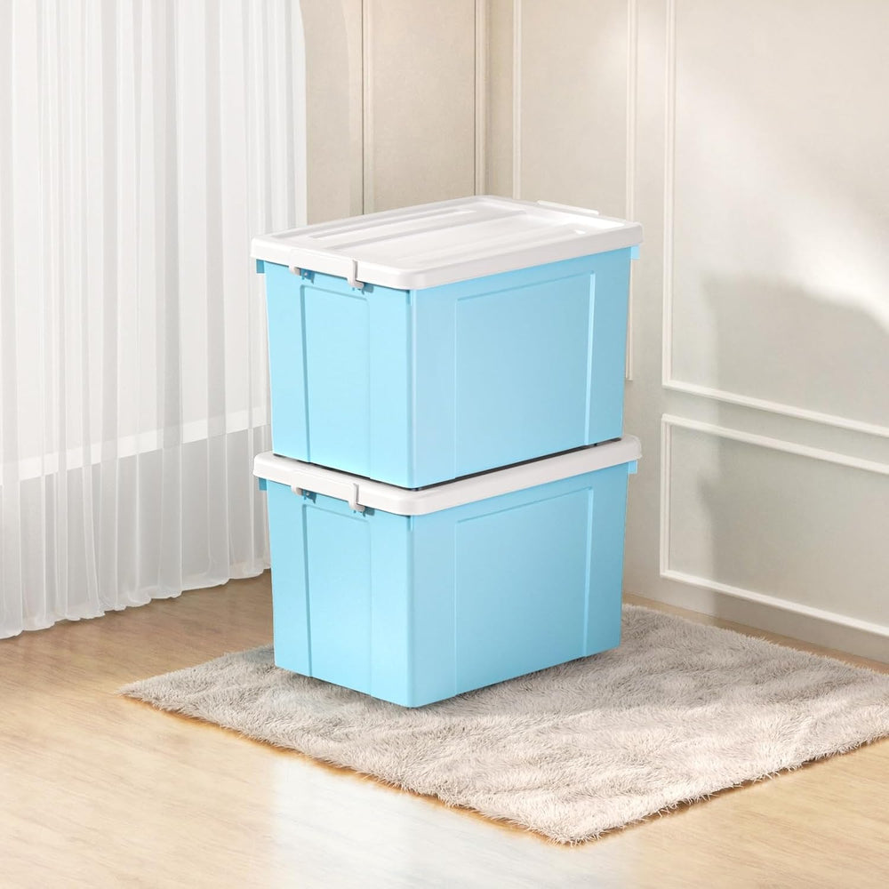 Cetomo Lidded Storage Bin with Handle, Tote Organizing Container with Wheels,...