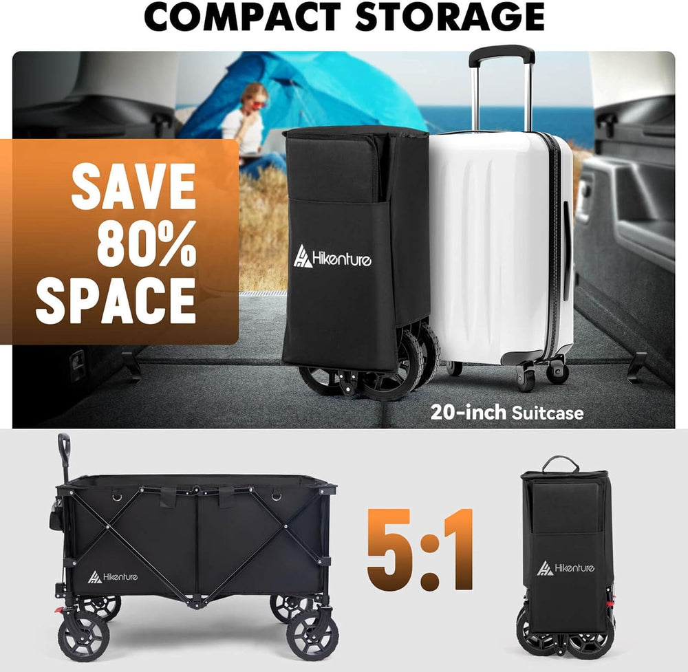 Hikenture Wagons Carts Foldable 330LBS, Heavy Duty Collapsible Wagon