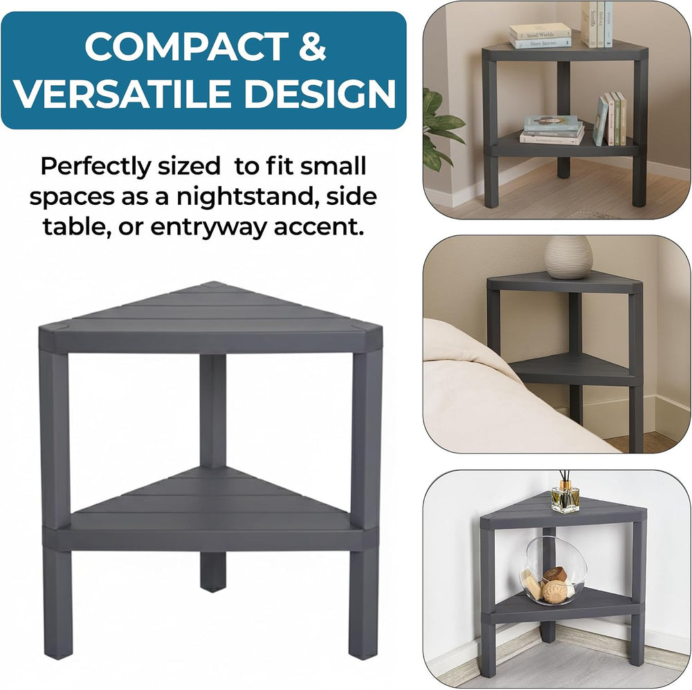 Honey-Can-Do Grey 2-Tier Corner Shelf