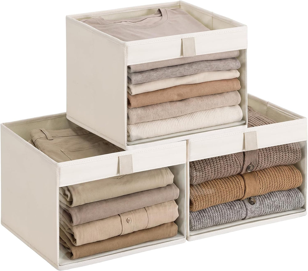 StorageWorks Closet Organizer Bins with Clear Window, Beige