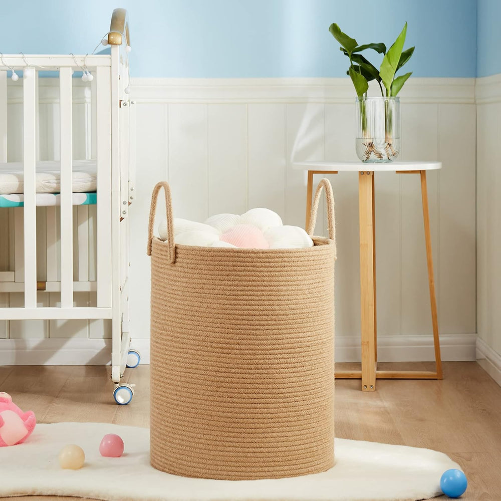 Fiona's magic Jute Rope Laundry Hamper, 72L Tall Blanket Storage