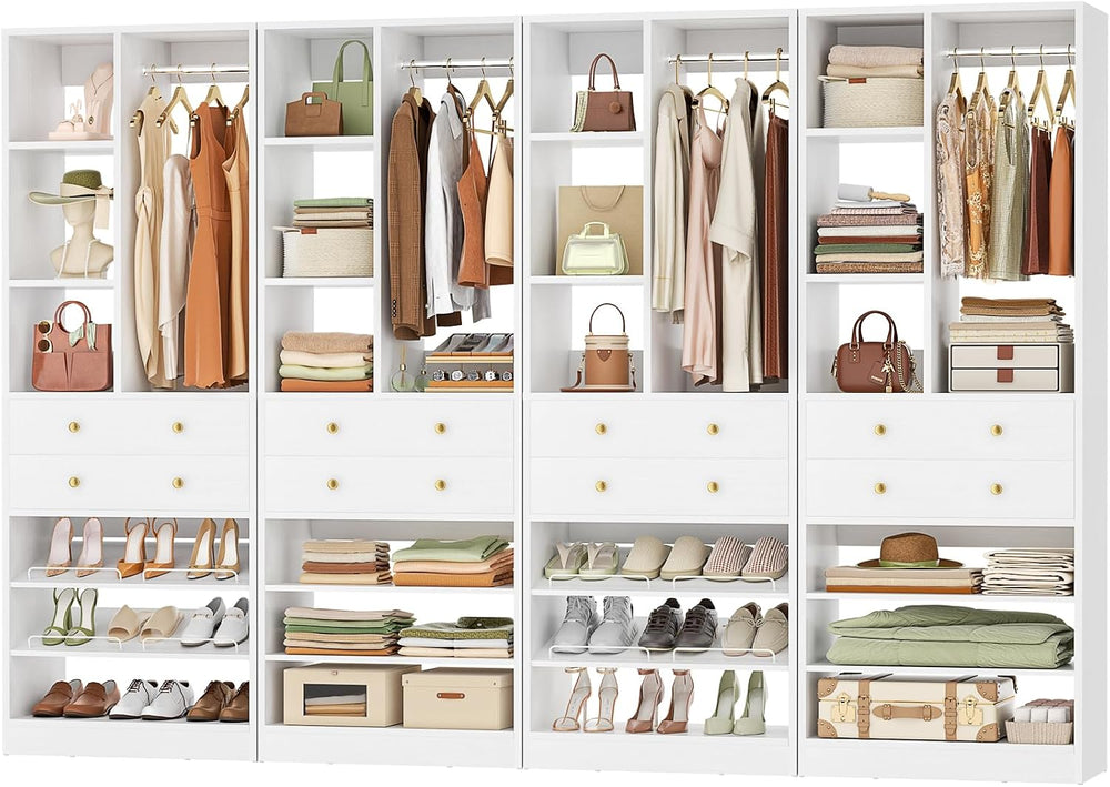 Besiost Closet System, 111"/9.3 FT Closet Organizer System with 8 Drawer...