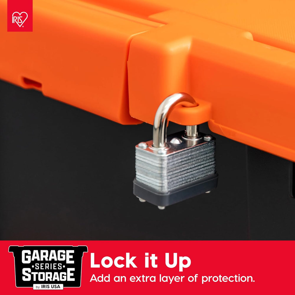 IRIS USA 5-Pack 3 Gal Heavy Duty Lockable Storage Totes with lids, Orange
