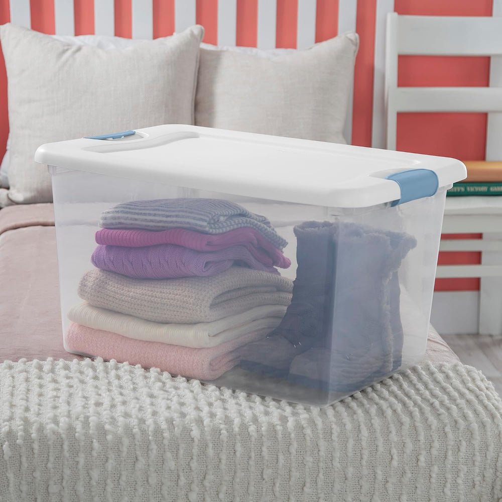 Sterilite 24-Pack Latching Box, Under Bed Storage Bins with Lids, Clear Plast...