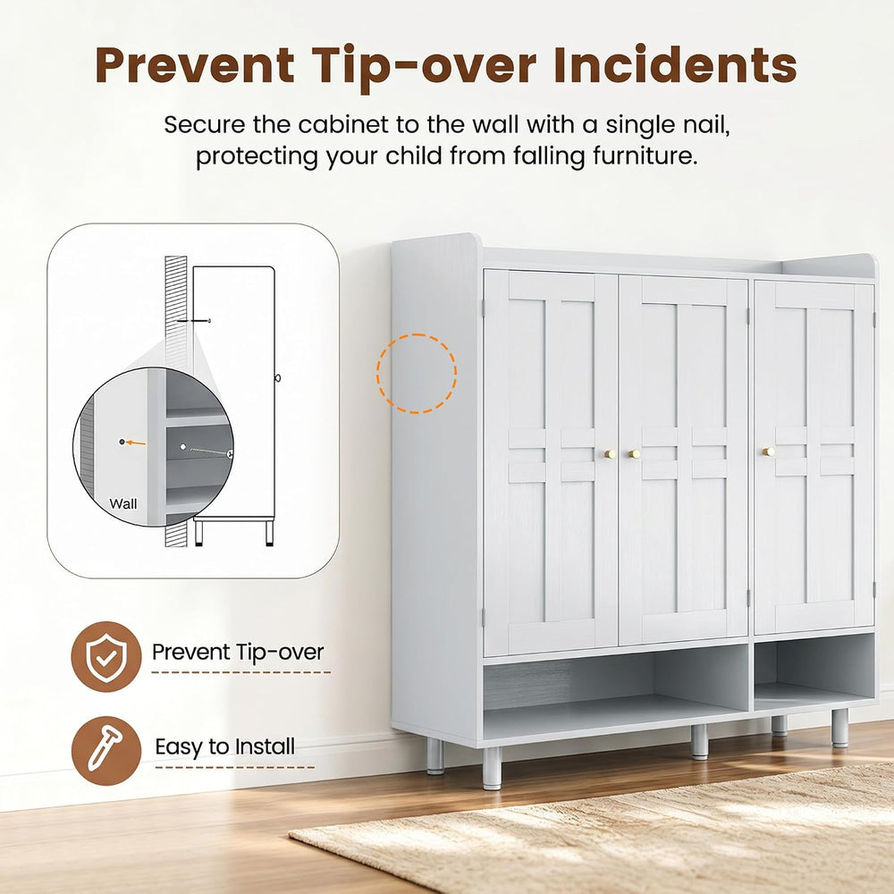 Miereirl 6-Tier 3 Doors Shoe Storage Cabinet, 45" Tall Entryway Shoe Sto...