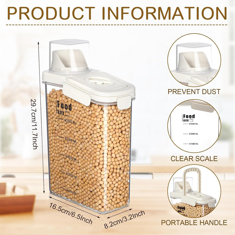 Blushtier 4 PCS Cereal Containers Storage 2.5L Airtight Large Dry Food Contai...