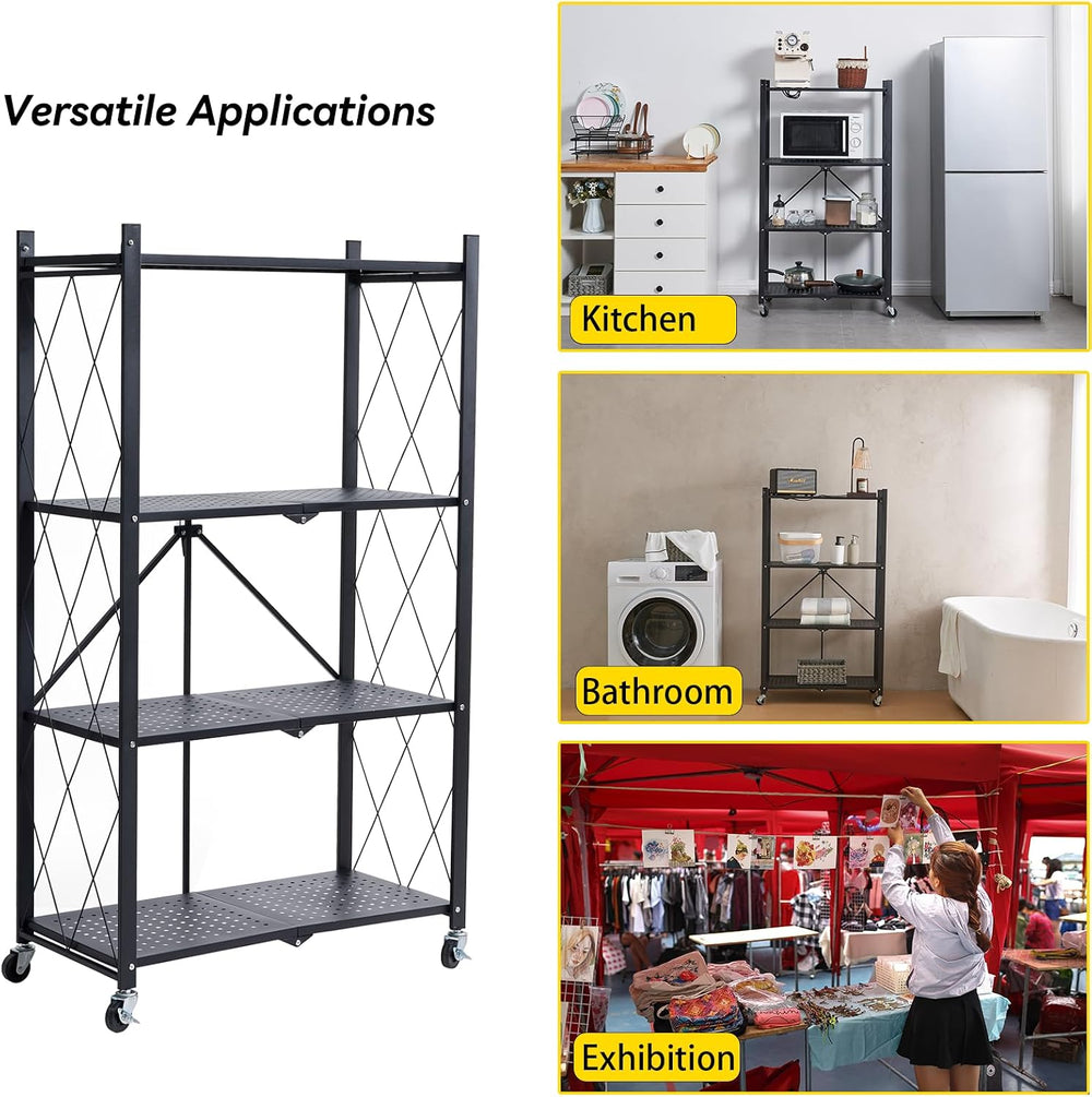 BRIAN & DANY Metal Storage Shelves - 4 Tier Shelving Unit, Folding Displa...