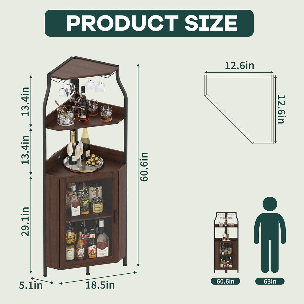 Garvee Corner Wine Bar Cabinet,5-Tier Farmhouse Corner Liquor Storage Cabinet...