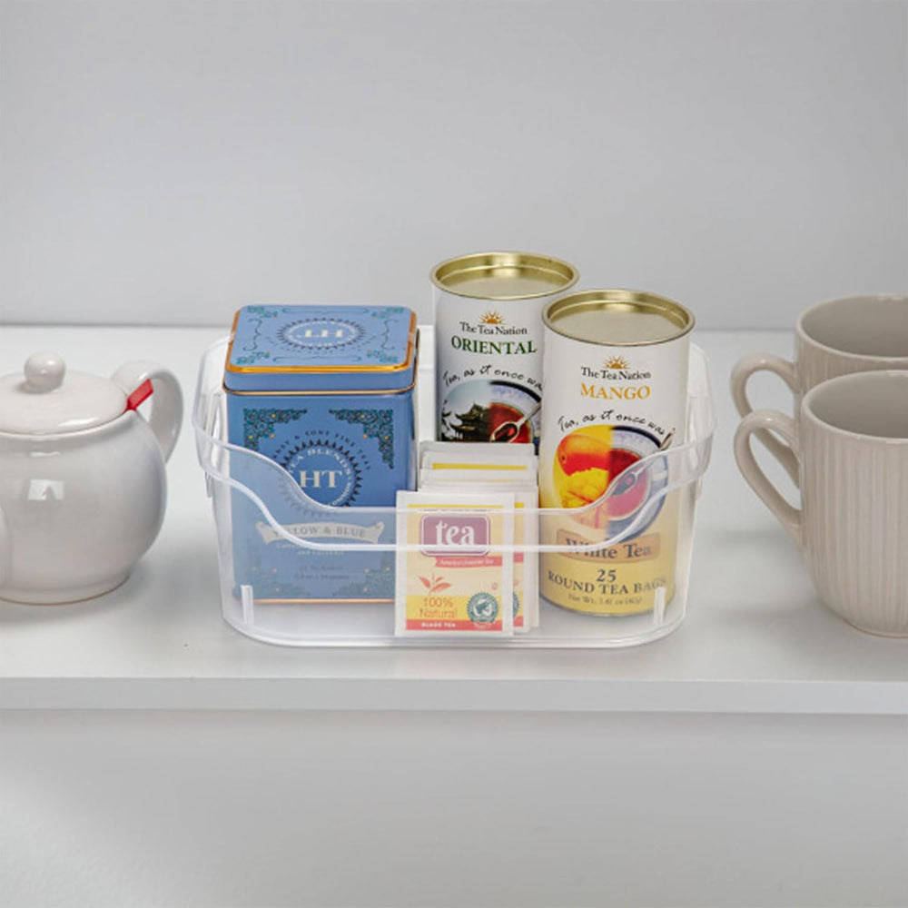 Sterilite 9.5 x 6.5 x 4 Inch Small Open Scoop Front Clear Storage Bin with Co...