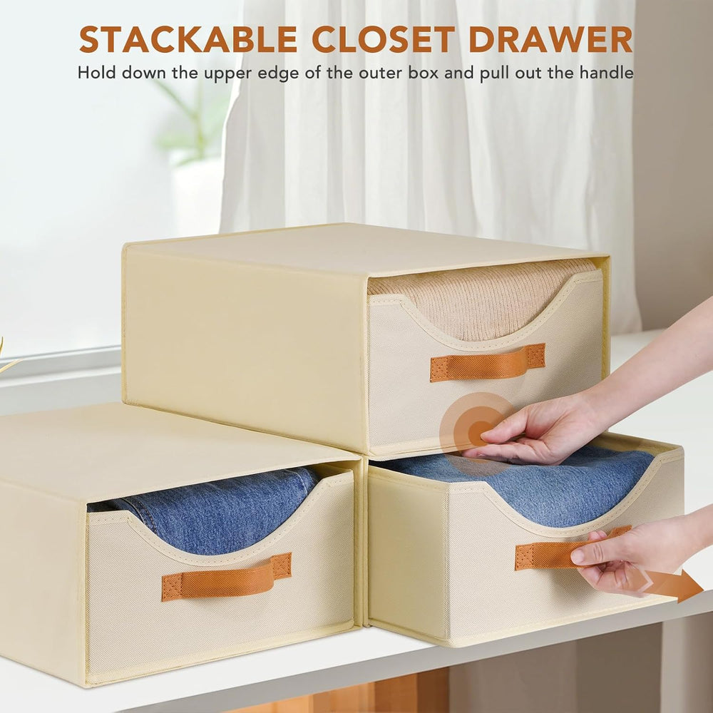 4 Pcs 16.5" Closet Drawers and Large Size Clothes Storage Bins Push-Out ...