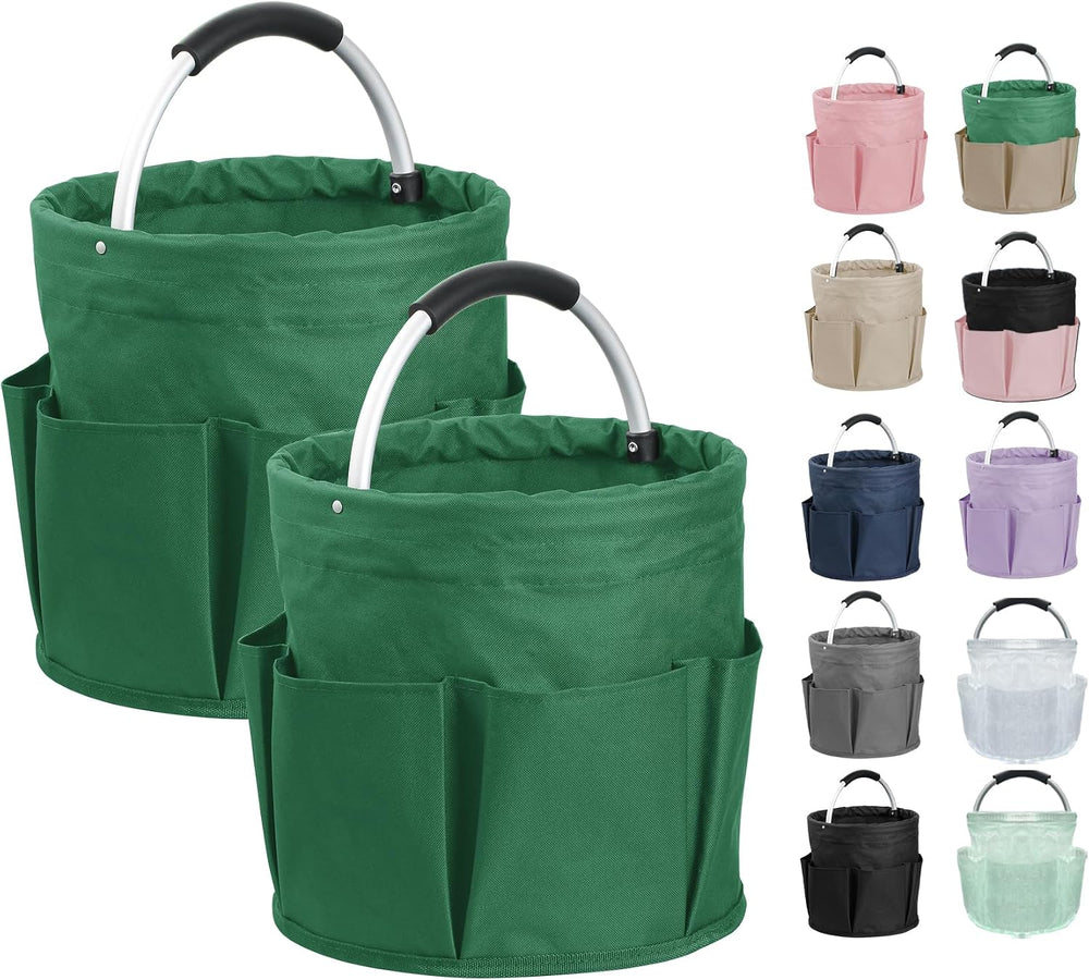 2-Pack Cleaning Supply Caddy with 6 Side Pockets, 17L Foldable Bucket Organiz...
