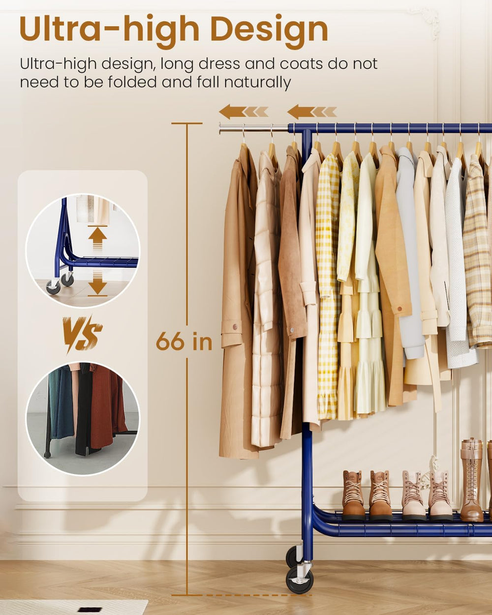 Heavy Duty Clothing Rack, Metal Clothes Rack Load 450 LBS, Rolling Coat Racks...