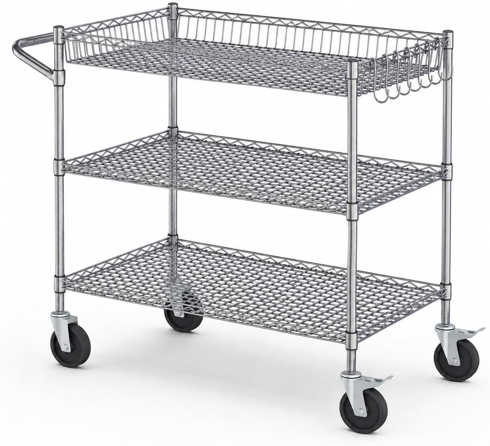 3 Tier | 34" Length | Heavy Duty & Longer Wire Commercial Grade Roll...
