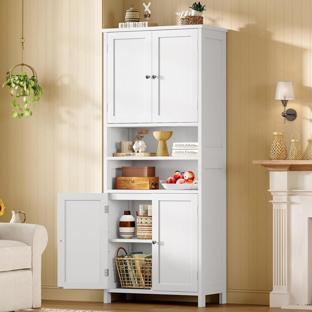 TEENFON 66.9" H Tall Bathroom Storage Cabinet with 4 Doors & 2 Open ...