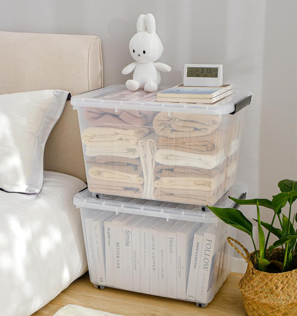 Cetomo 60Qt*4 Plastic Storage Bins, Storage Box, 4 Pack, Organizing Container...