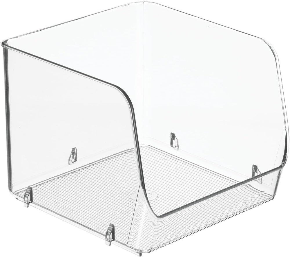 iDesign Stackable Open-Front Storage Bins, Set of 6, Clear