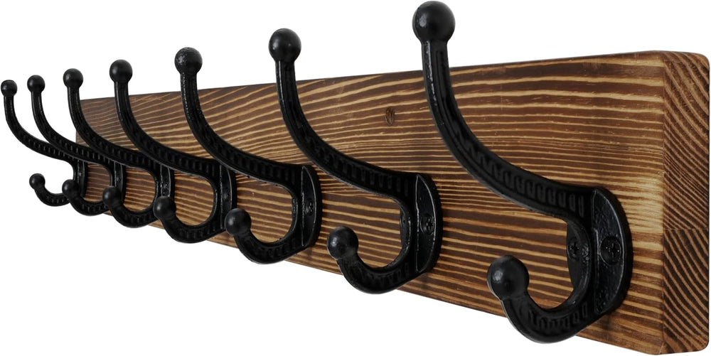 WEBI Rustic Coat Rack Wall Mount,30" Long 7 Cast Iron Coat Hooks Wall Mo...