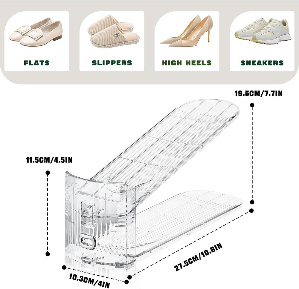 FENRUNXU Transparent Shoe Slots Organizer for Closet, 20 Pack Shoe Stacker Or...