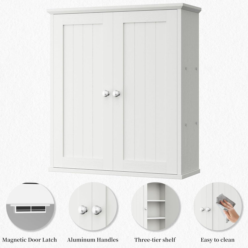 Shintenchi Bathroom Wall Medicine Cabinet, Over The Toilet Storage, White