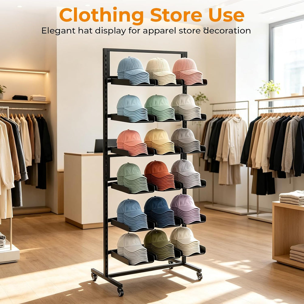 tonchean 6 Tier Rolling Hat Display Rack with Wheels
