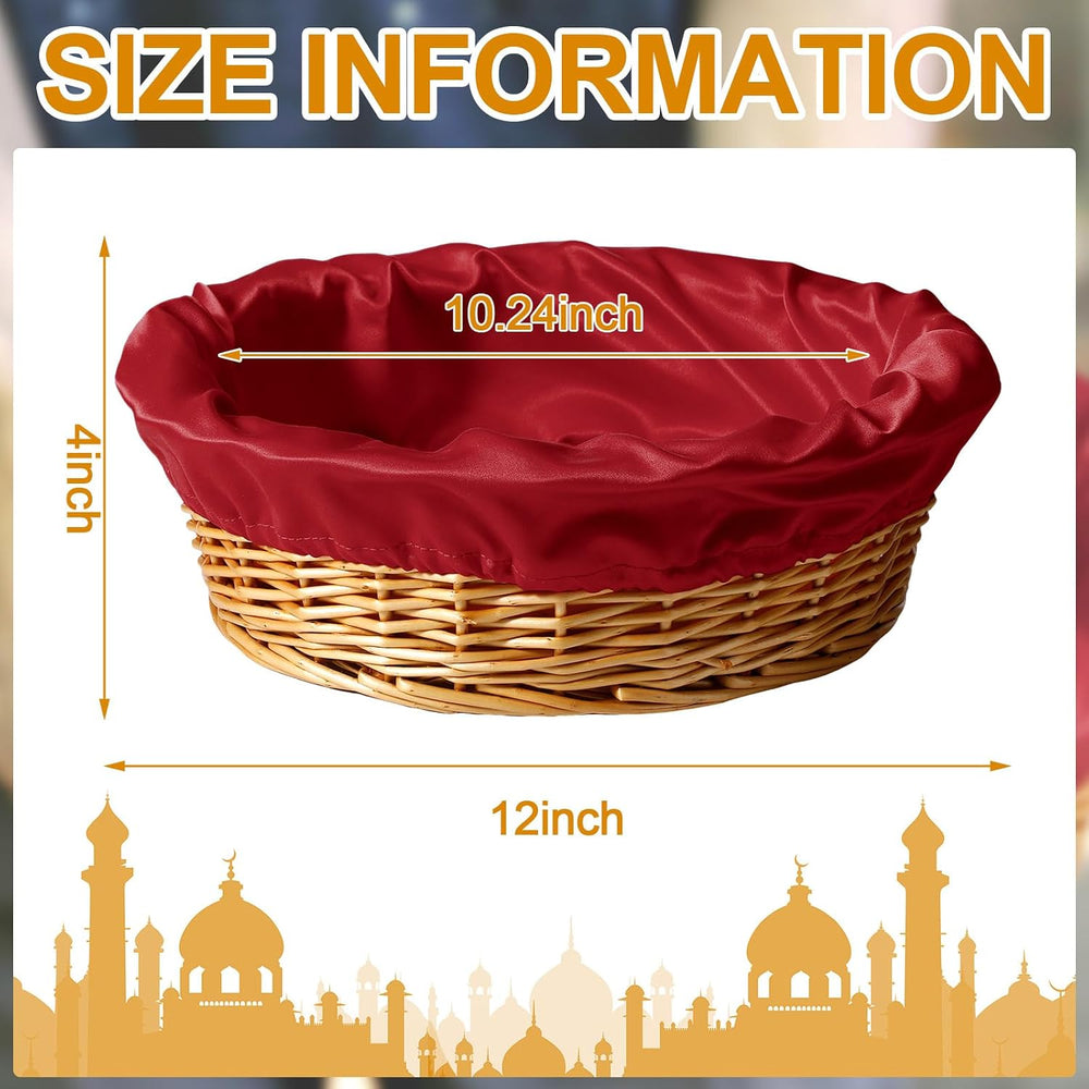 FillTouch 2 Pcs 12 Inches Round Offering Baskets for Church Wicker with Remov...