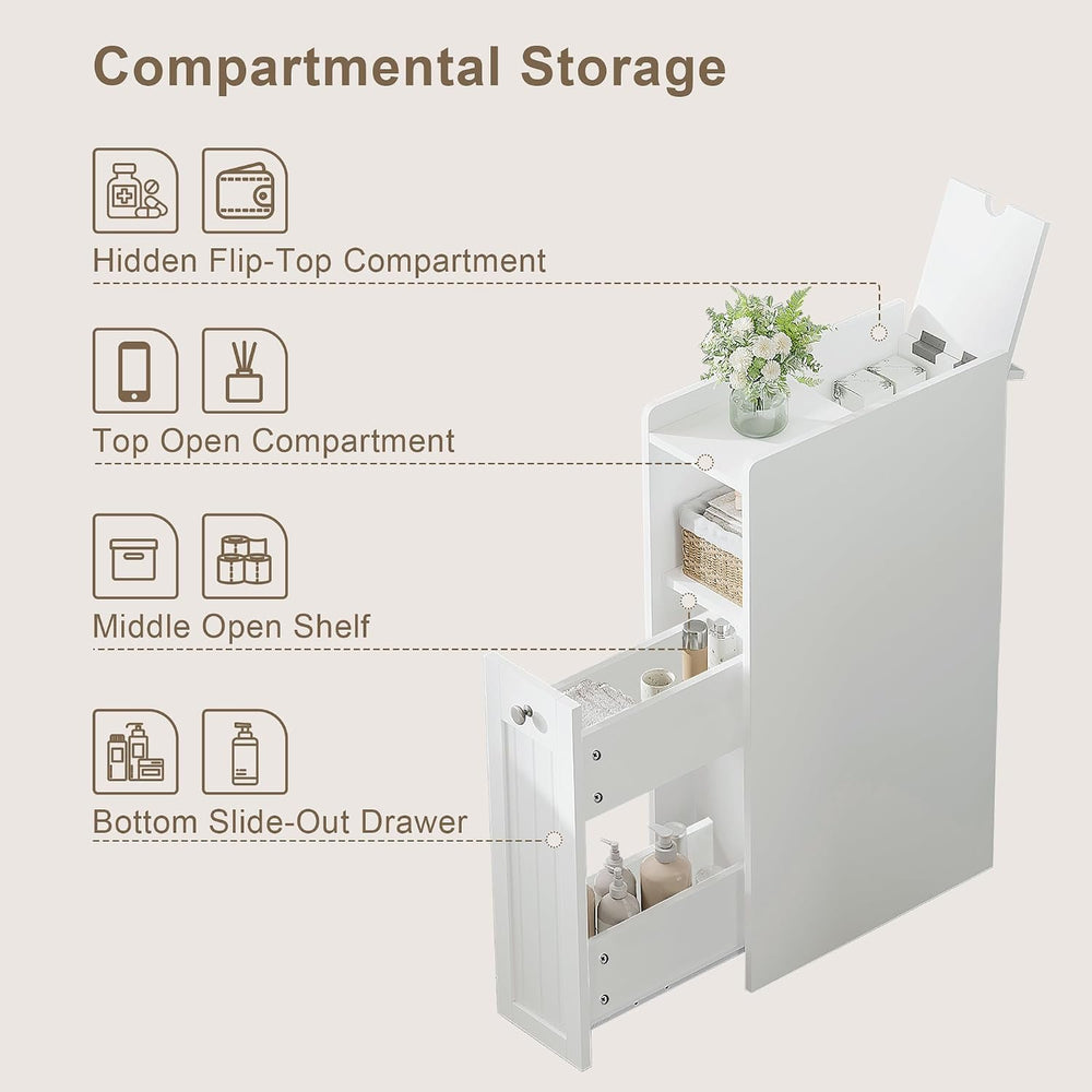 ChooChoo Slim Bathroom Storage Cabinet with Slide Out Drawers