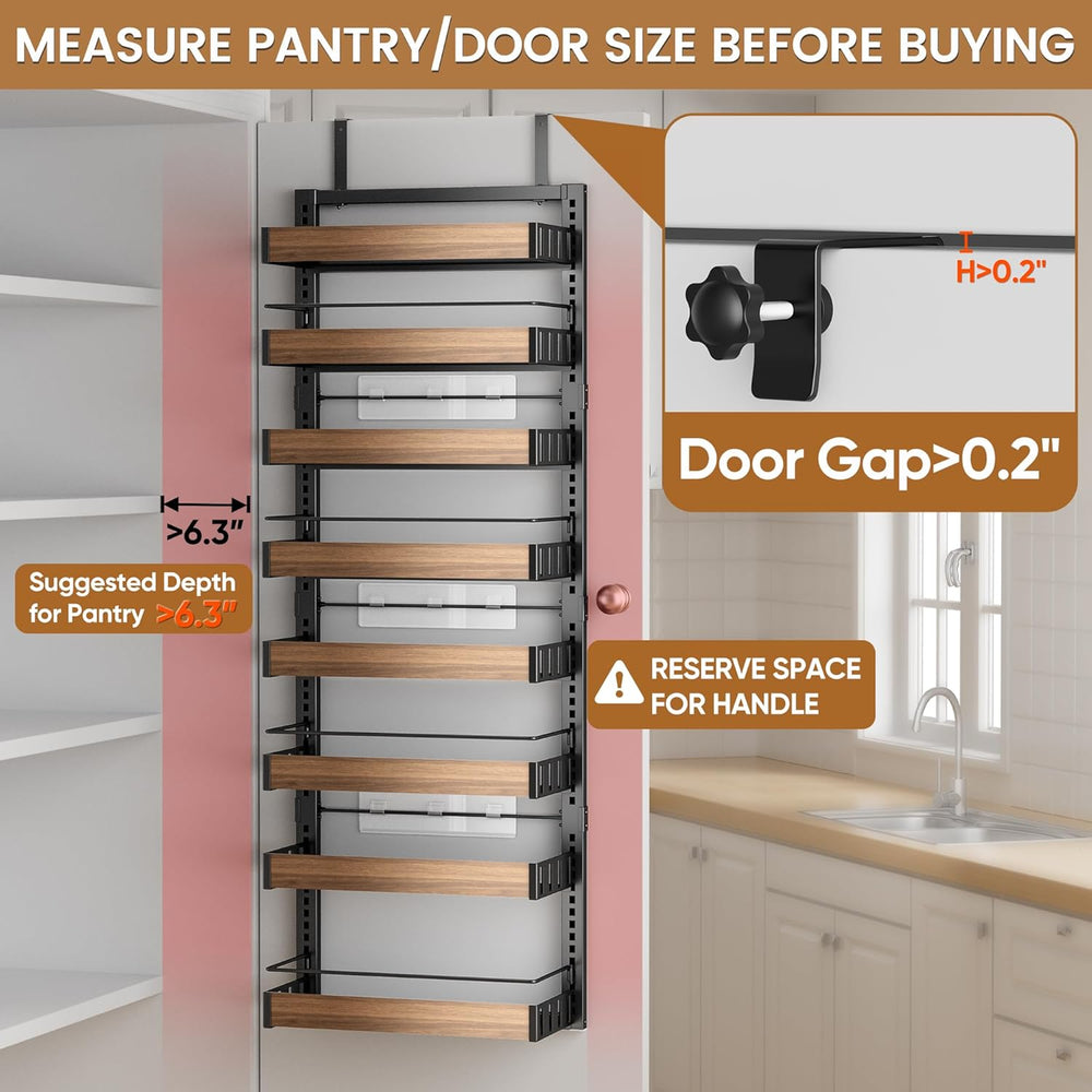 POKIPO 8 Tier Over The Door Pantry Organizer, 2 IN 1 Wall Mount or Hanging Sp...