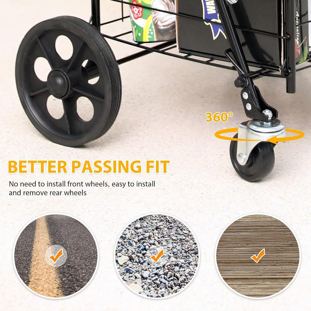 Kiffler Foldable Shopping Cart with Waterproof Basket Liner & 360° Swivel...