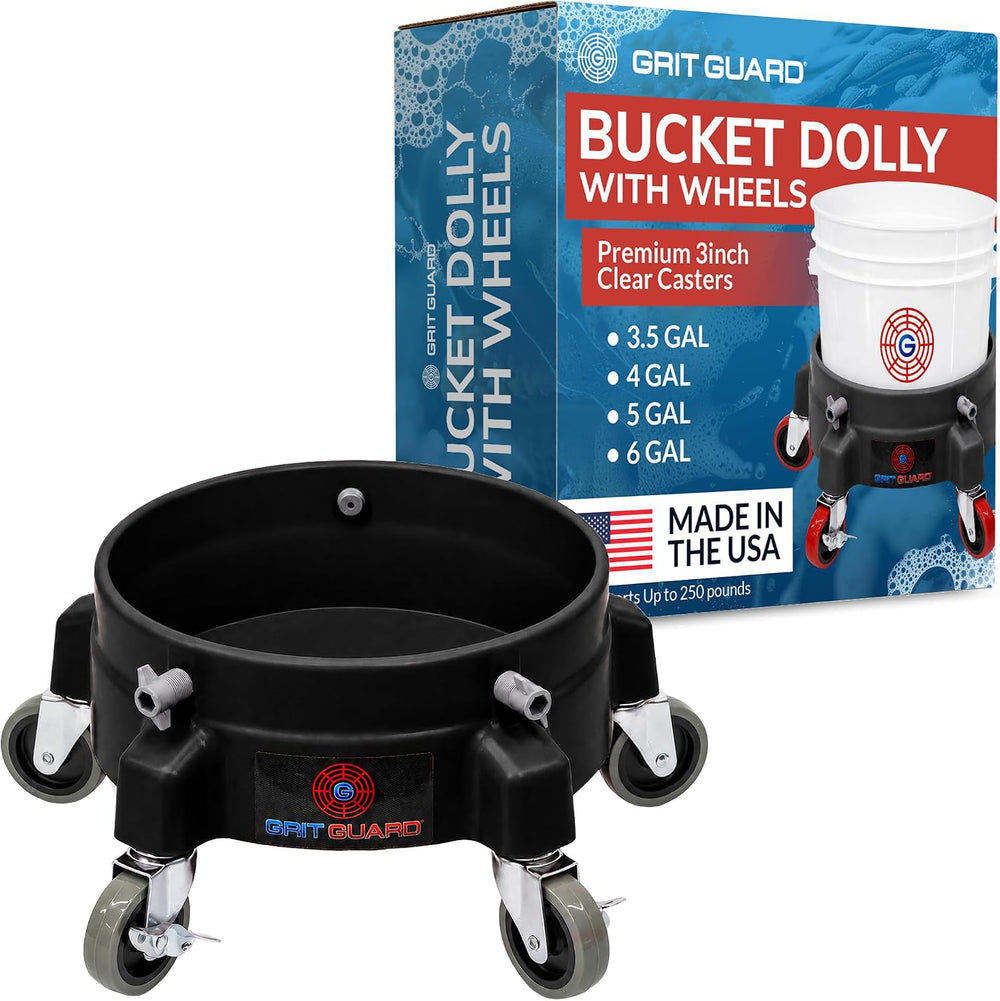 Grit Guard Bucket Dolly with Wheels - Rolling Detailing Wash Bucket with 5 Wh...