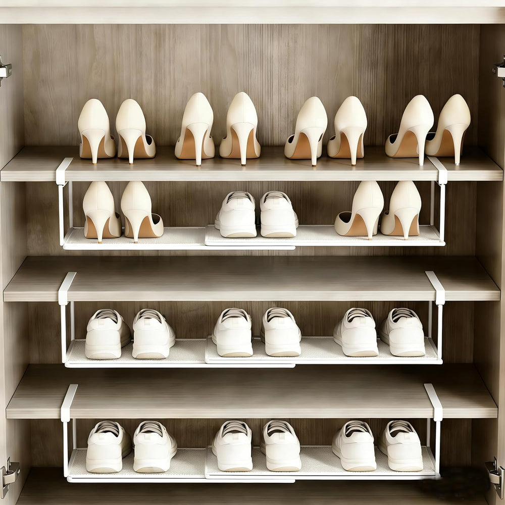 Expandable Shoe Rack Organizer ， Adjustable Shoe Rack & Under Cabinet She...