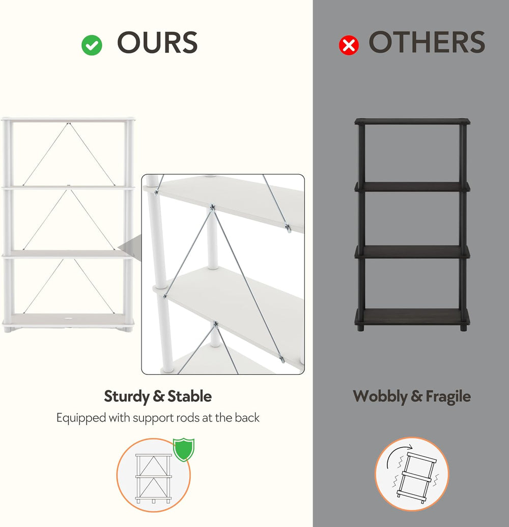 Homes: Inside + Out Apexa Modern 4-Tier Wide Shelving Units, Collectibles Dis...