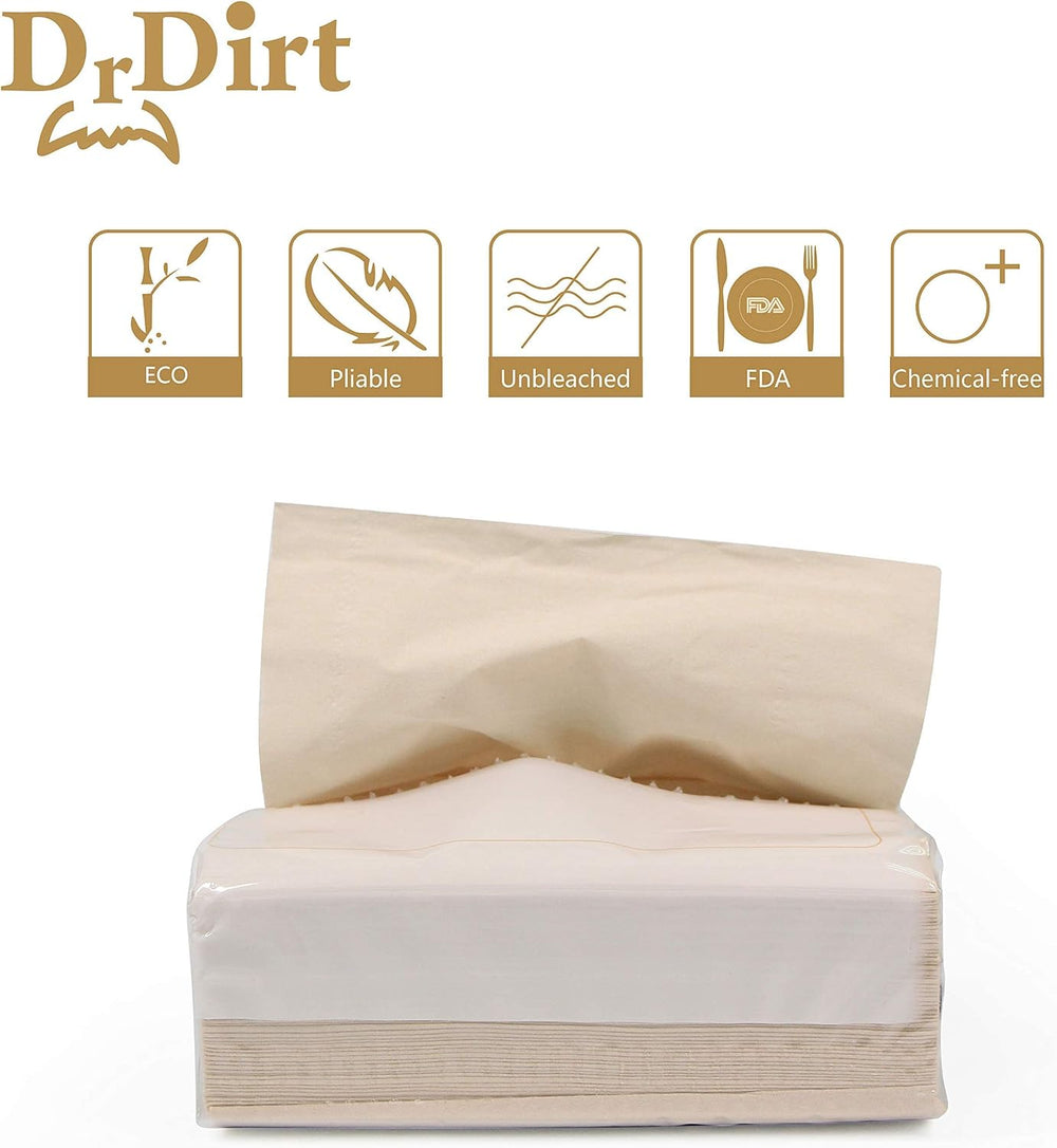 DrDirt Bamboo Facial Tissues Bundle, 63 Packs, 3-Ply, 3 Dispensers