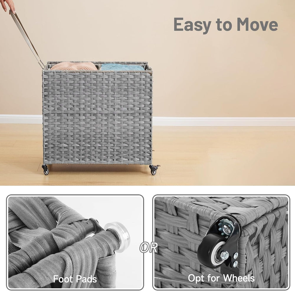 Laundry Hamper with Wheels, 34.3 Gallon(130L) Rolling Laundry Basket with Lid...
