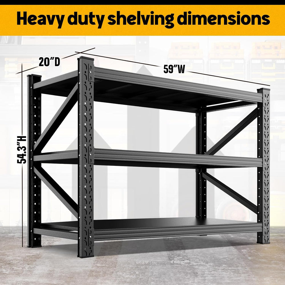 3-Pack Garage Shelving 5000LBS Heavy Duty Metal Shelving Unit 3 Tier Storage ...