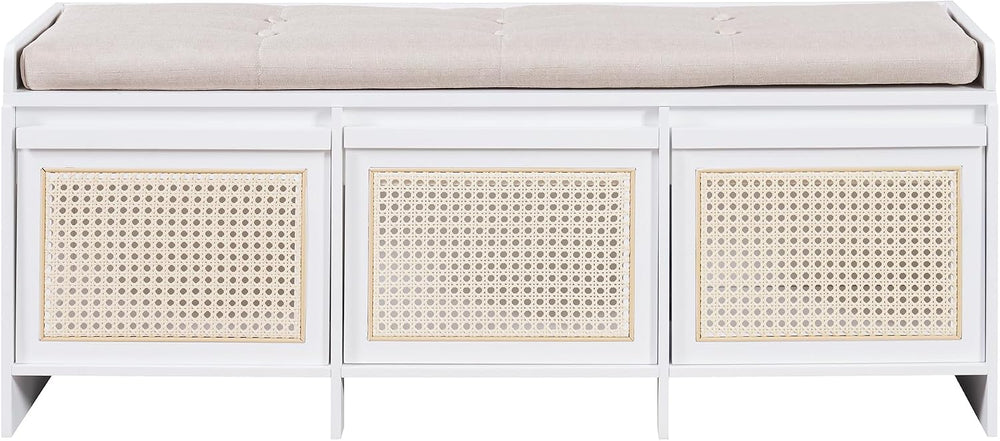 SOFTSEA 48" Shoe Storage Bench with Cushion, 2-Tier Entryway Bench with ...