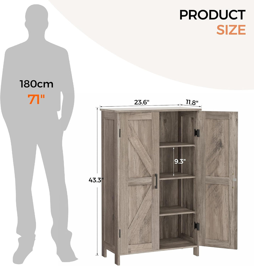 Homleke 43.3" H Farmhouse Bathroom Storage Cabinet with Adjustable Shelves