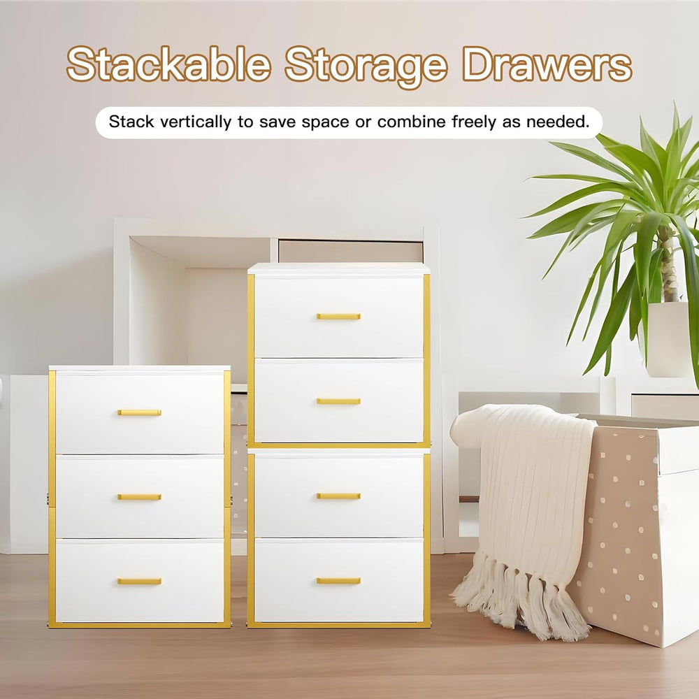 Closet Drawers for Clothes, Small Nightstands with 3 Fabric Drawers