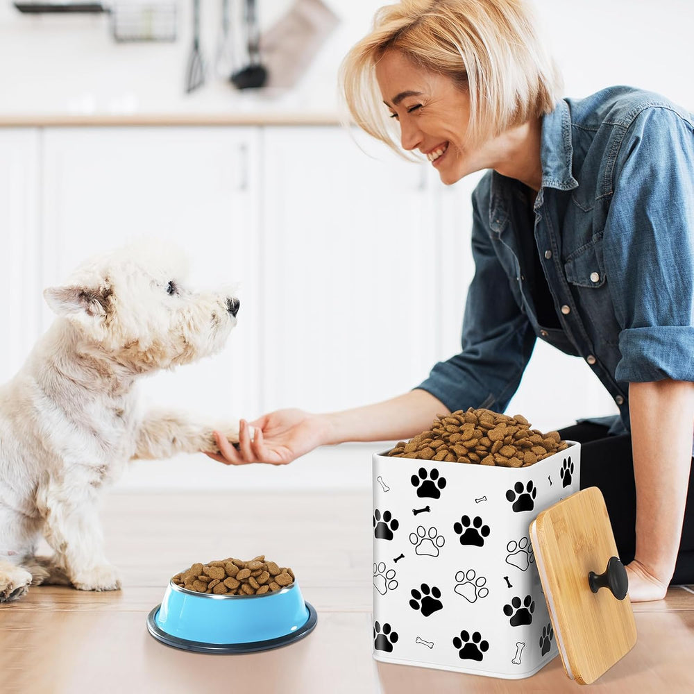 Reallnaive Airtight Dog Treat Container Set of 3 with Bamboo Lids Metal Treat...