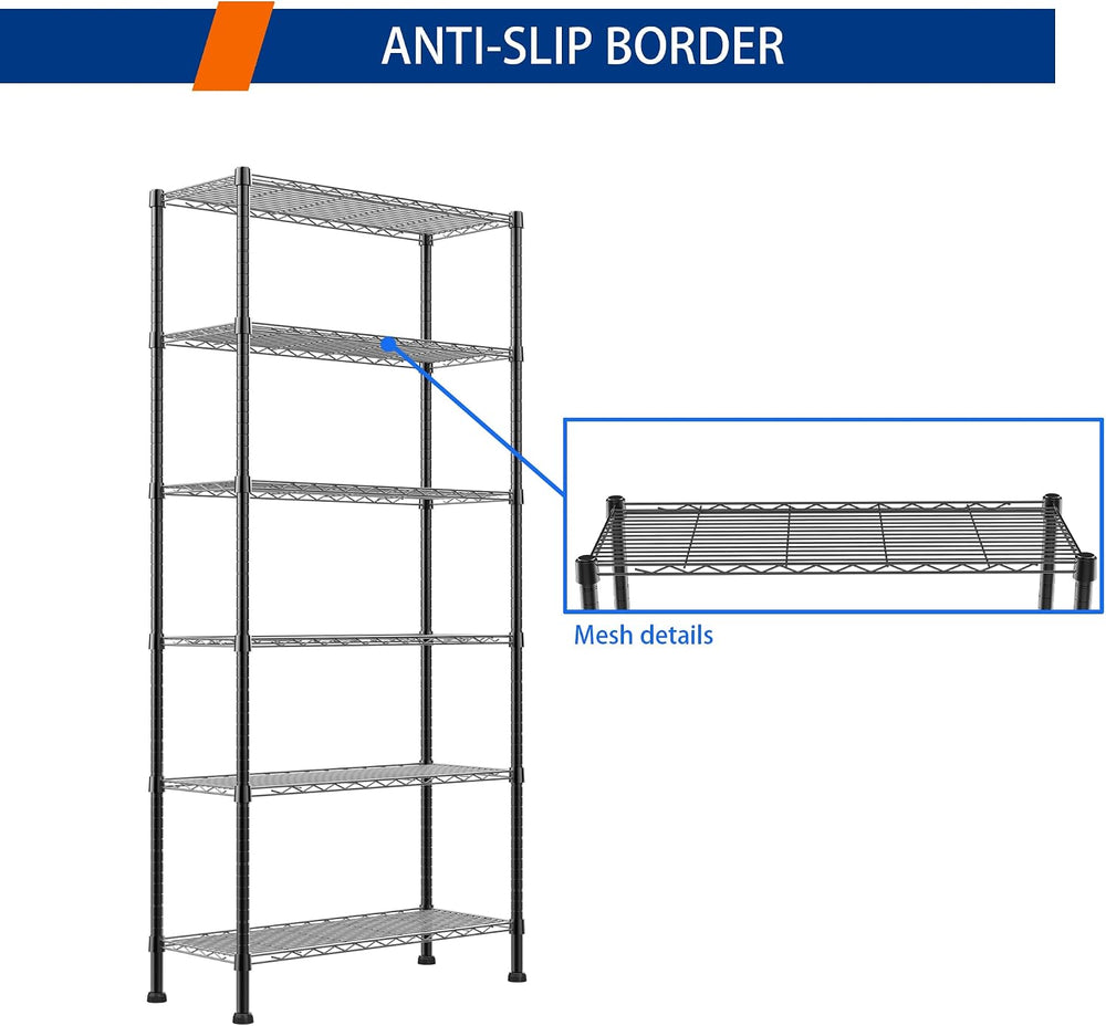 REGILLER 6-Wire Shelving Metal Storage Rack Adjustable Shelves,Standing Stora...